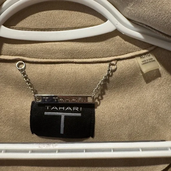 Tahari Taupe Faux Suede Trench Coat - Size XL - Picture 3 of 3